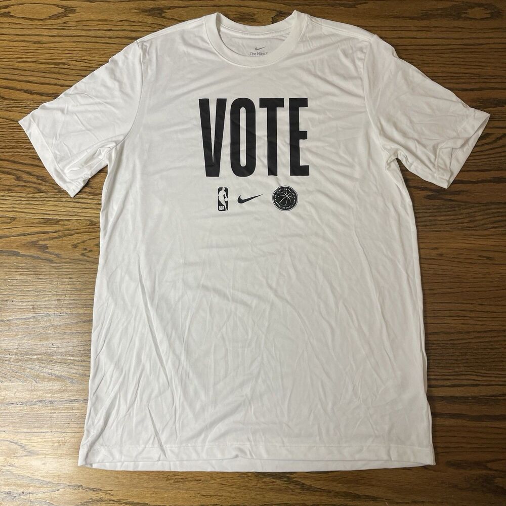 Nike NBA Authentics Dri-Fit Short Sleeve Shirt Mens Size Large XL Vote Election